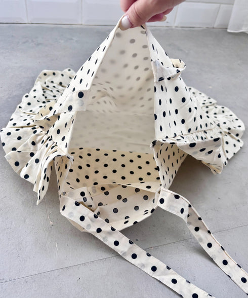 【リボン取り外し可能】ドットフリルトートバッグ | SL1256079 | アイボリー