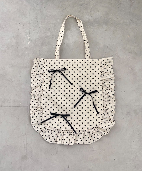 【リボン取り外し可能】ドットフリルトートバッグ | SL1256079 | アイボリー