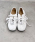 サテンリボンレースアップフラットシューズ | SL3256081 | ホワイト