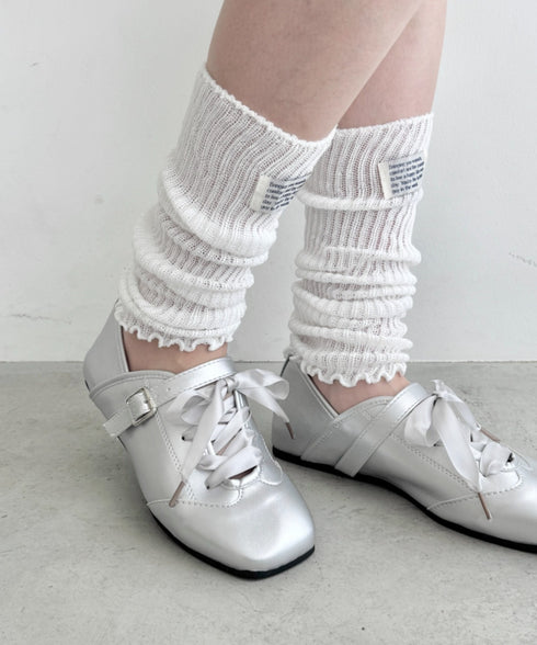 サテンリボンレースアップフラットシューズ | SL3256081 | シルバー