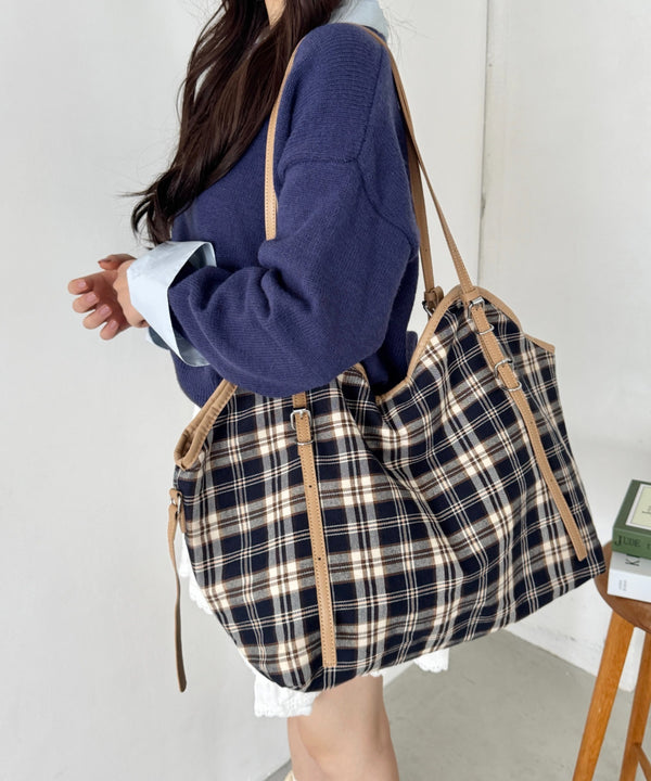 ロングハンドルチェックショルダーバッグ | SL1256082 | ネイビー