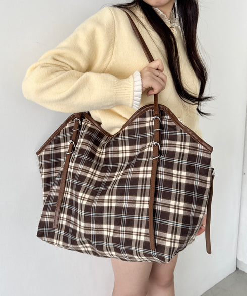ロングハンドルチェックショルダーバッグ | SL1256082 | ブラウン