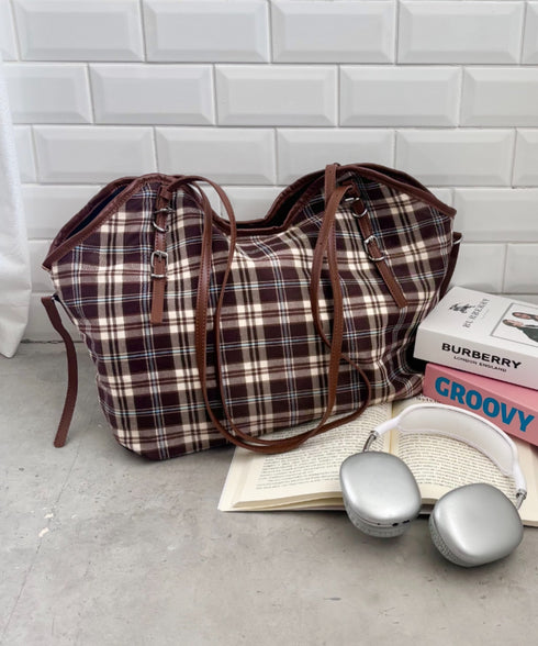 ロングハンドルチェックショルダーバッグ | SL1256082 | ブラウン