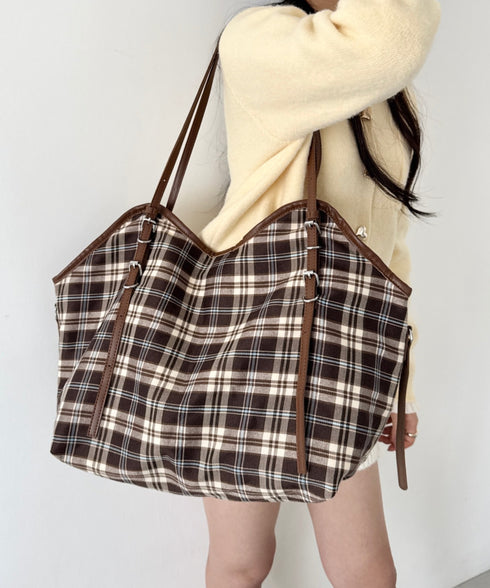 ロングハンドルチェックショルダーバッグ | SL1256082 | ブラウン