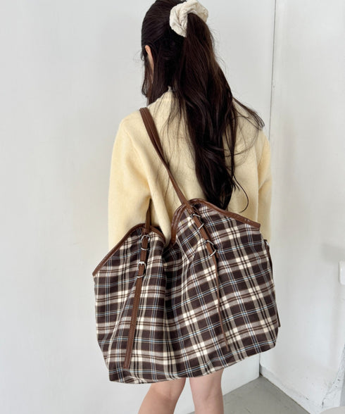 ロングハンドルチェックショルダーバッグ | SL1256082 | ブラウン