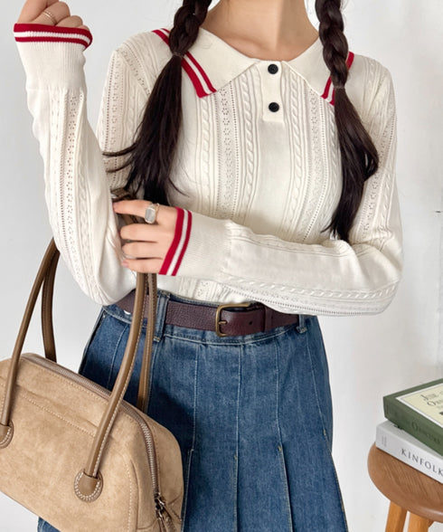 ライン長袖ポロシャツ | SL2253026 | アイボリー