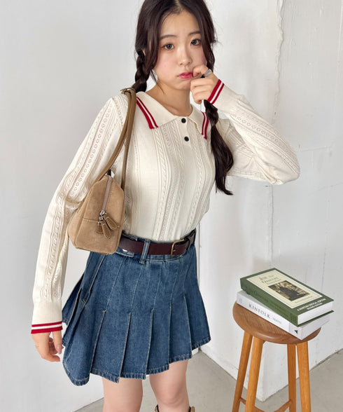 ライン長袖ポロシャツ | SL2253026 | アイボリー