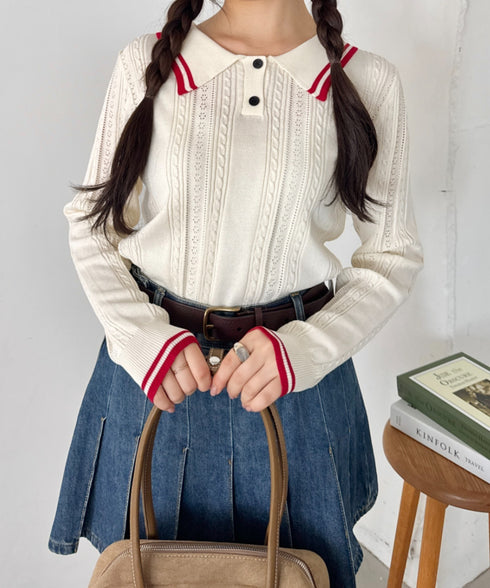 ライン長袖ポロシャツ | SL2253026 | アイボリー