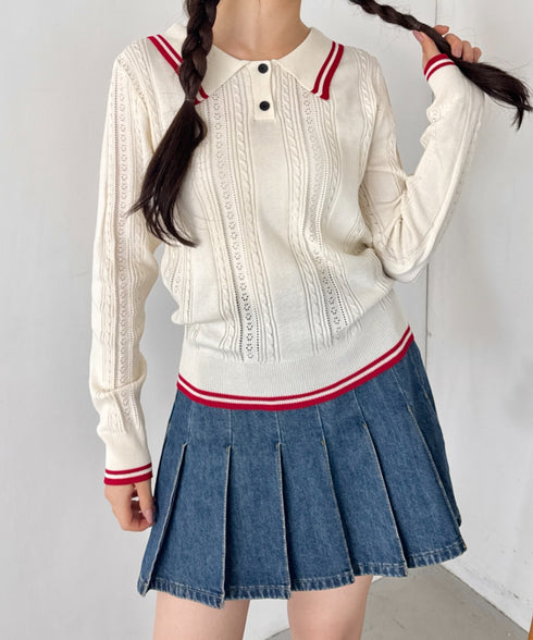 ライン長袖ポロシャツ | SL2253026 | アイボリー