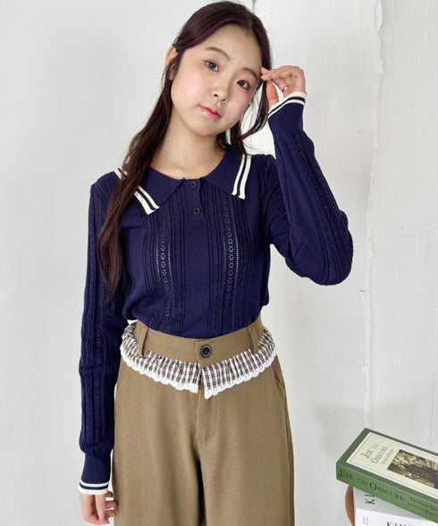 ライン長袖ポロシャツ | SL2253026 | ネイビー