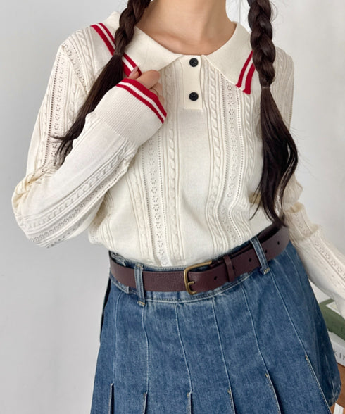 ライン長袖ポロシャツ | SL2253026 | アイボリー