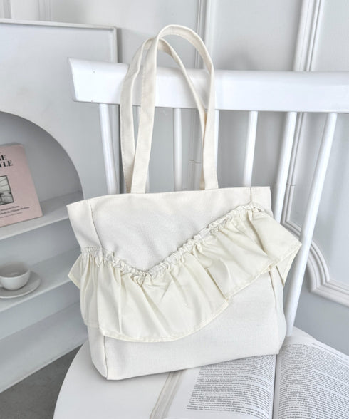 ジップ開閉フリルトートバッグ | LO1256038 | アイボリー