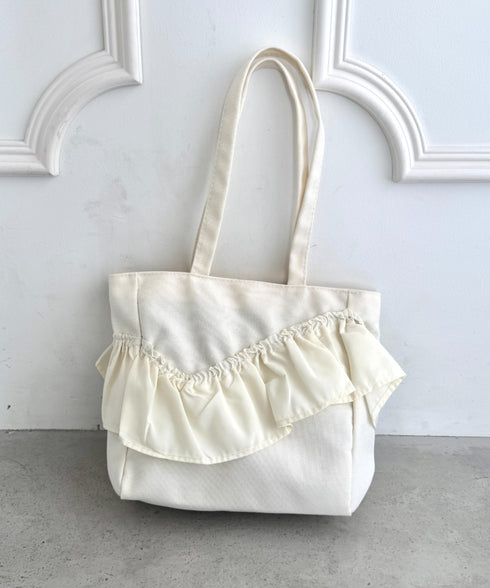 ジップ開閉フリルトートバッグ | LO1256038 | アイボリー