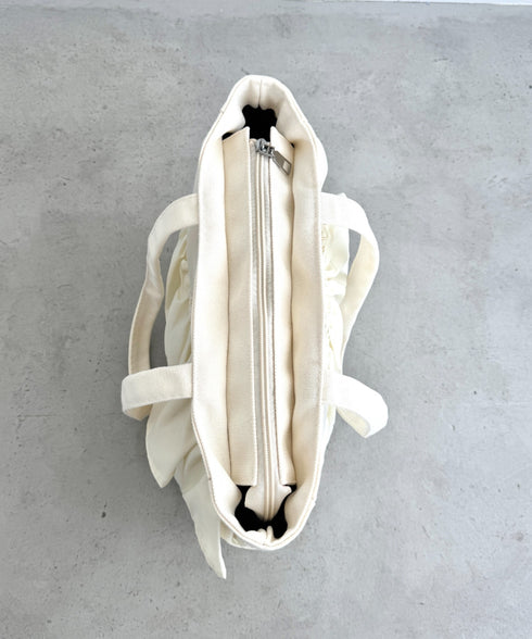 ジップ開閉フリルトートバッグ | LO1256038 | アイボリー