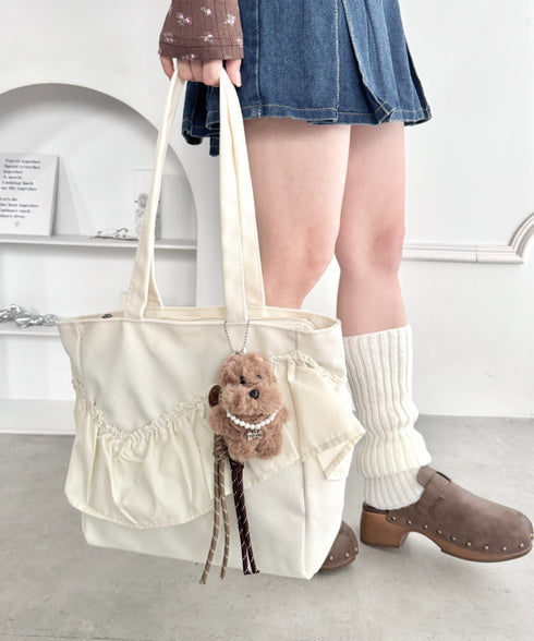 ジップ開閉フリルトートバッグ | LO1256038 | アイボリー