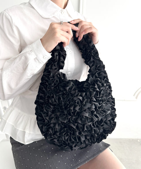 サテンフリルバッグ | LO1256040 | ブラック