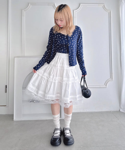 コットンフリルレースミディスカート | LO2256044 | ホワイト