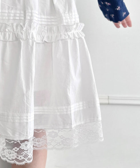 コットンフリルレースミディスカート | LO2256044 | ホワイト