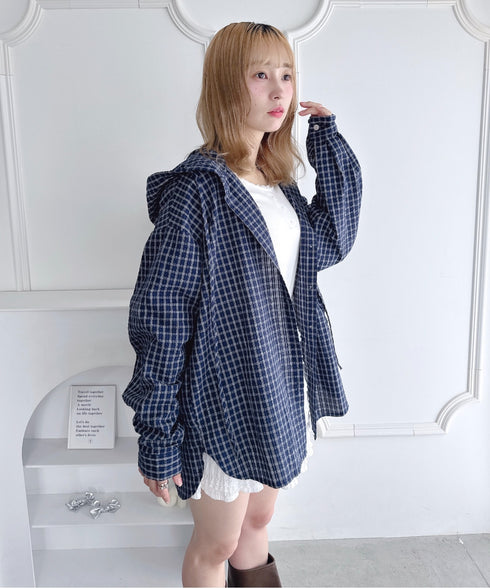 フーディーチェックシャツ | LO2253020 | ネイビー