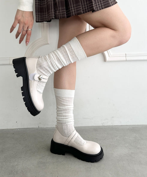 ハートチャーム べルト付き厚底ローファー | WR3253043 | アイボリー