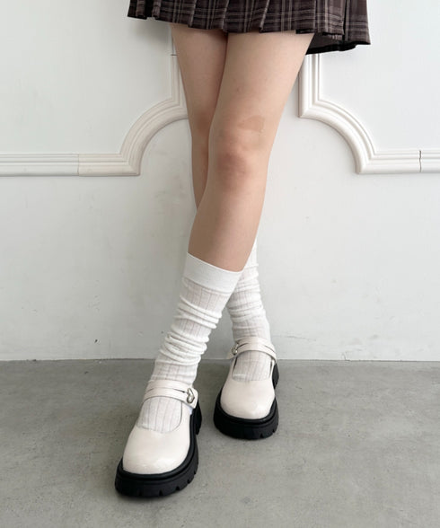 ハートチャーム べルト付き厚底ローファー | WR3253043 | アイボリー