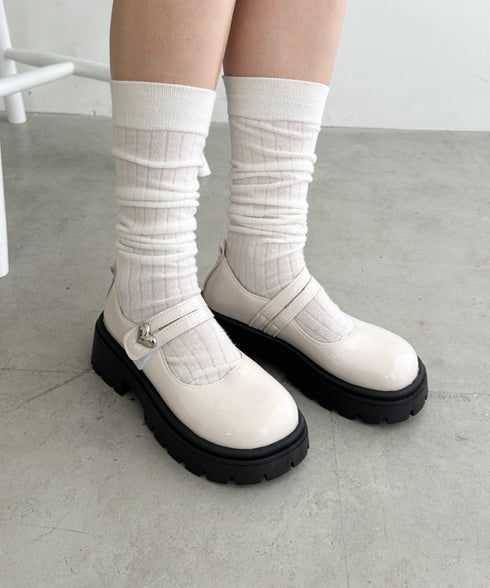 ハートチャーム べルト付き厚底ローファー | WR3253043 | アイボリー