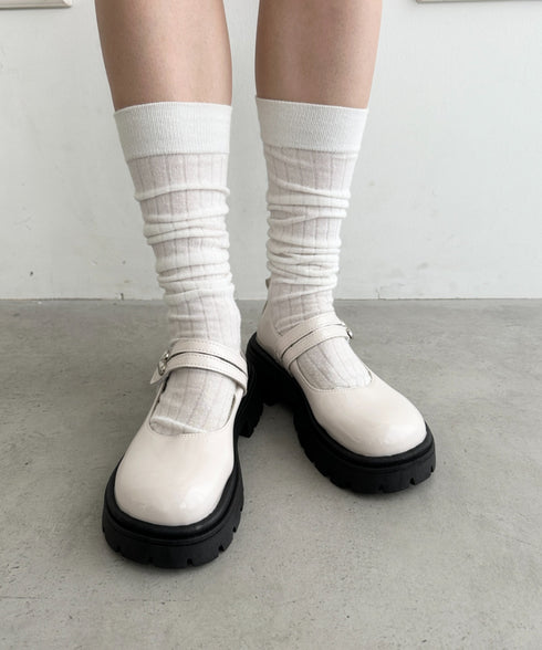 ハートチャーム べルト付き厚底ローファー | WR3253043 | アイボリー