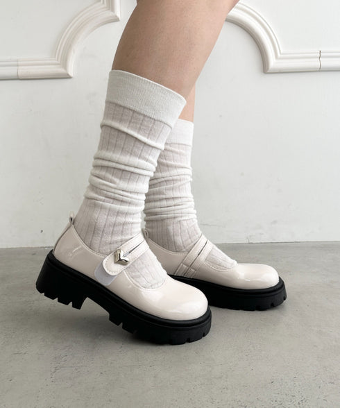 ハートチャーム べルト付き厚底ローファー | WR3253043 | アイボリー