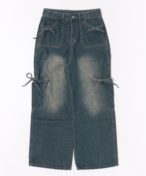 サイドリボンヴィンテージワイドデニム | WR2253036 | ブルー