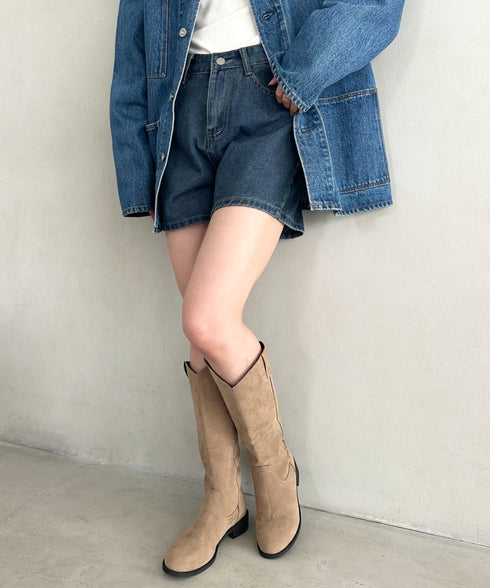 スウェード風ローヒールロングブーツ | MD3253039 | ベージュ