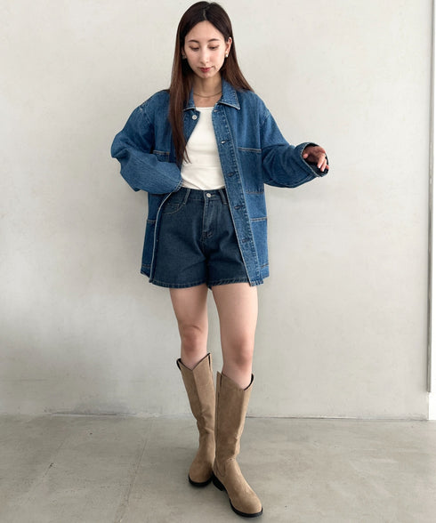 スウェード風ローヒールロングブーツ | MD3253039 | ベージュ