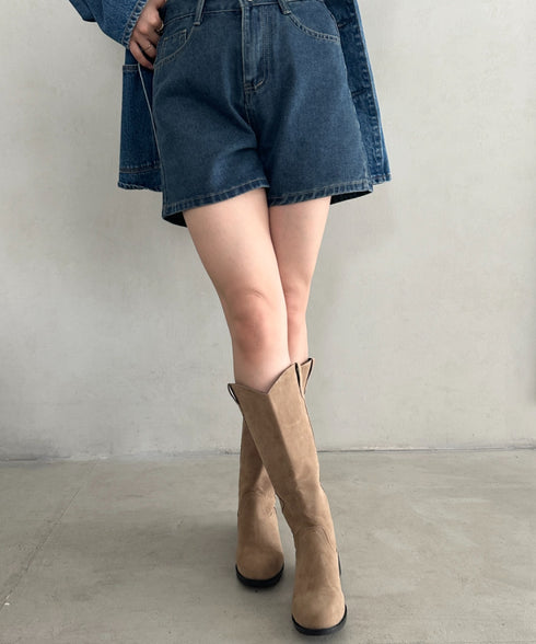スウェード風ローヒールロングブーツ | MD3253039 | ベージュ