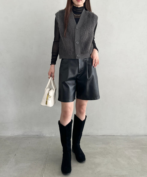 スウェード風ローヒールロングブーツ | MD3253039 | ブラック