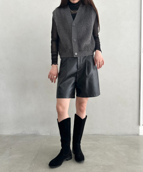 スウェード風ローヒールロングブーツ | MD3253039 | ブラック