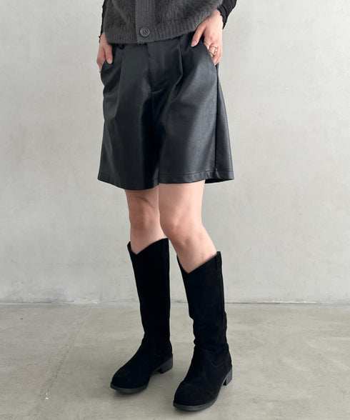 スウェード風ローヒールロングブーツ | MD3253039 | ブラック
