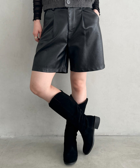 スウェード風ローヒールロングブーツ | MD3253039 | ブラック