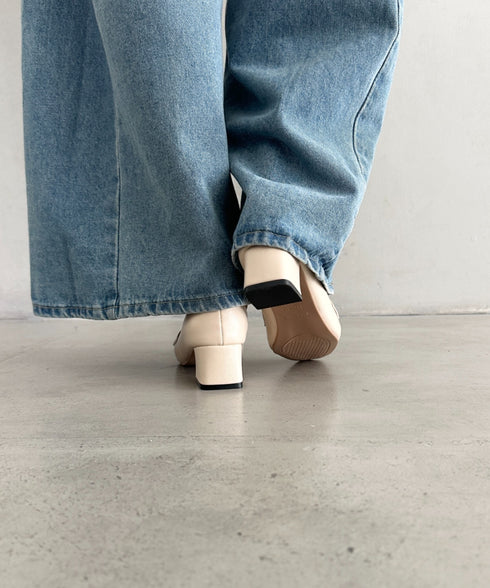 ビッド付きローファーパンプス | MD3253040 | アイボリー