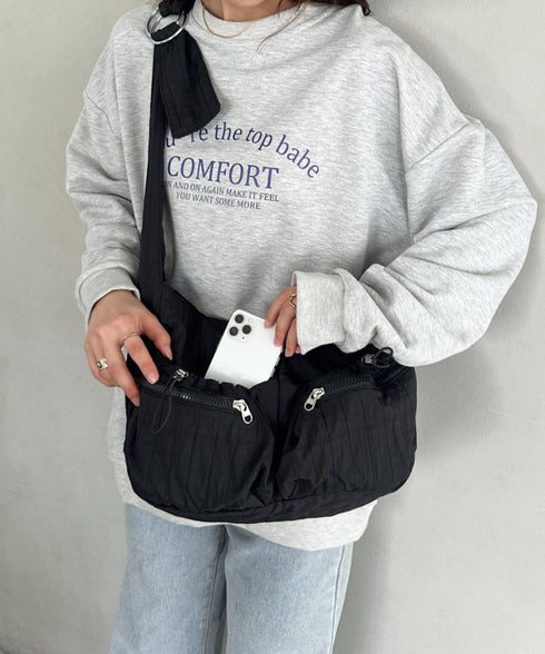 多収納ポケット付きナイロンショルダーバッグ | MD1253046 | ブラック