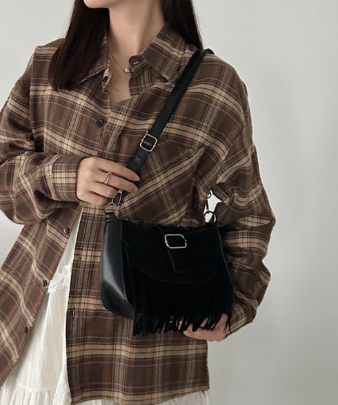 ベルトフリンジショルダーバッグ | CL1256028 | ブラック