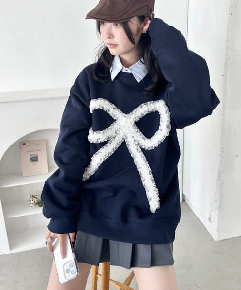 立体シアーフリルリボンプルオーバー | SL2256084 | ネイビー