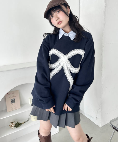 立体シアーフリルリボンプルオーバー | SL2256084 | ネイビー