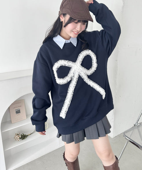 立体シアーフリルリボンプルオーバー | SL2256084 | ネイビー