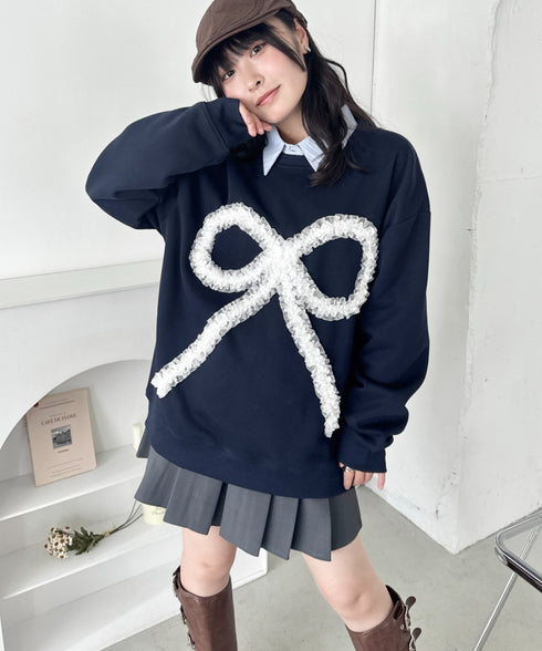 立体シアーフリルリボンプルオーバー | SL2256084 | ネイビー