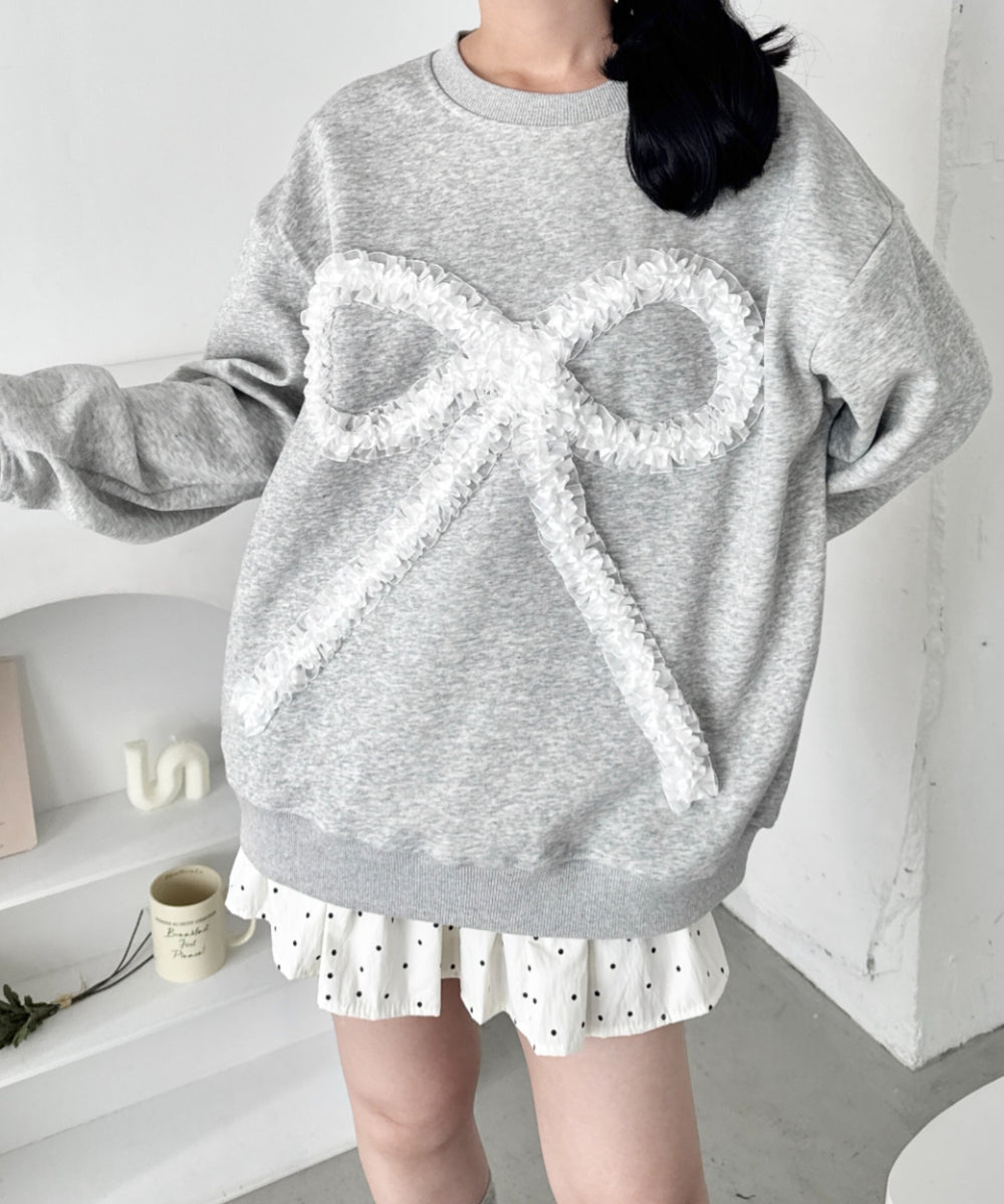 立体シアーフリルリボンプルオーバー | SL2256084 | グレー