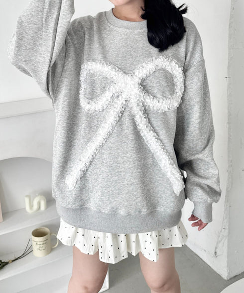 立体シアーフリルリボンプルオーバー | SL2256084 | グレー