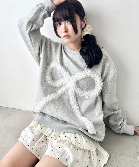 立体シアーフリルリボンプルオーバー | SL2256084 | グレー
