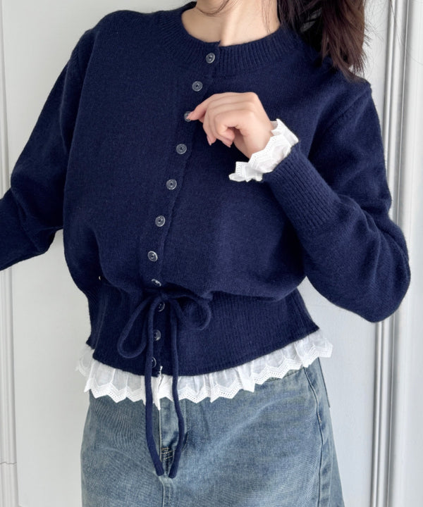 コットンレースリボンニットカーディガン | SL2256085 | ネイビー