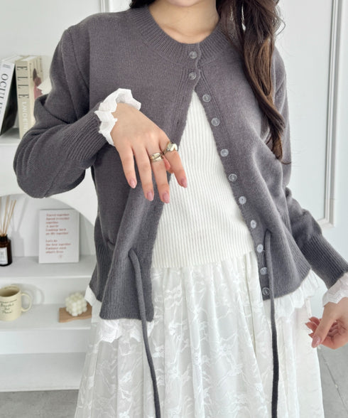 コットンレースリボンニットカーディガン | SL2256085 | グレー