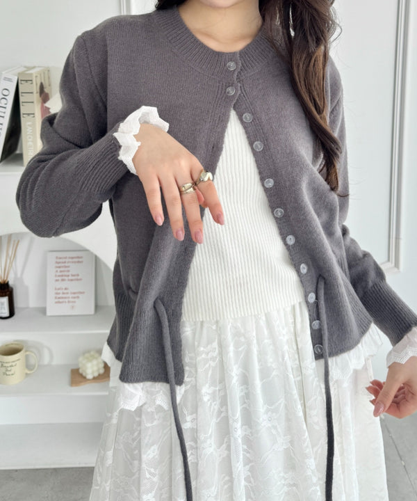 コットンレースリボンニットカーディガン | SL2256085 | グレー