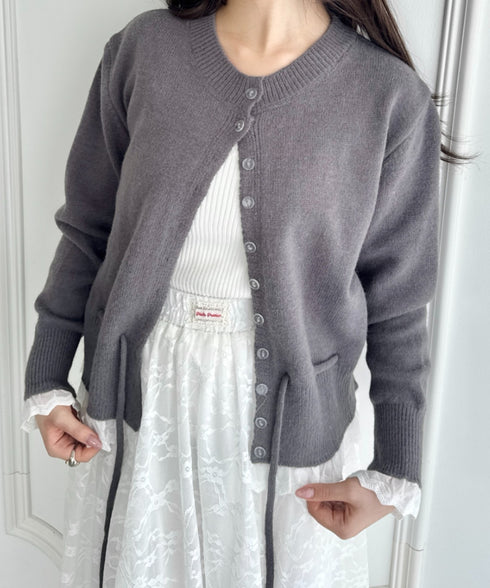 コットンレースリボンニットカーディガン | SL2256085 | グレー
